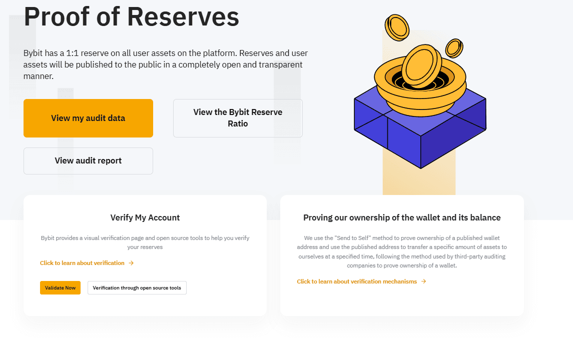 Bybit proof of reserves verification page