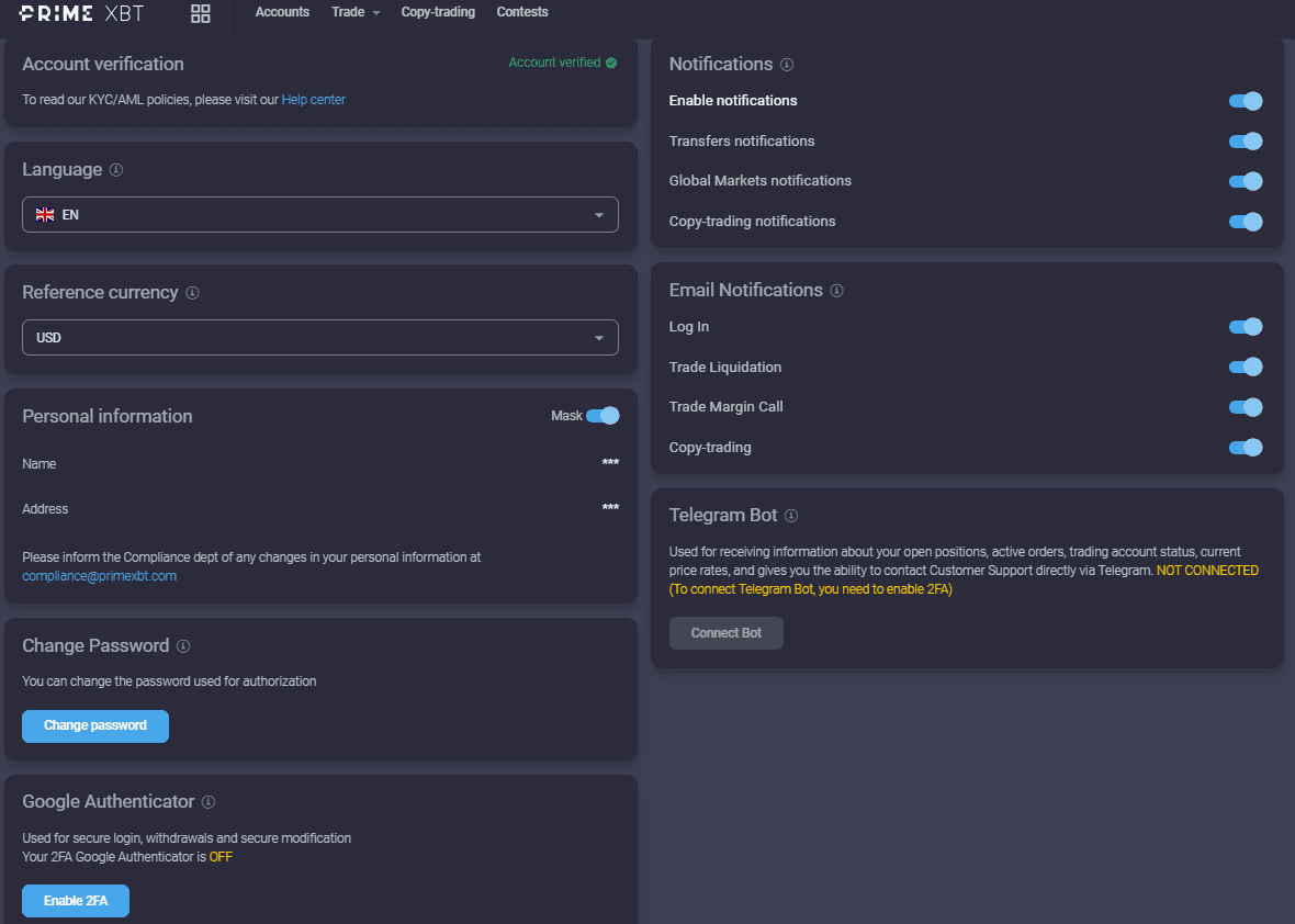 PrimeXBT trading platform overview