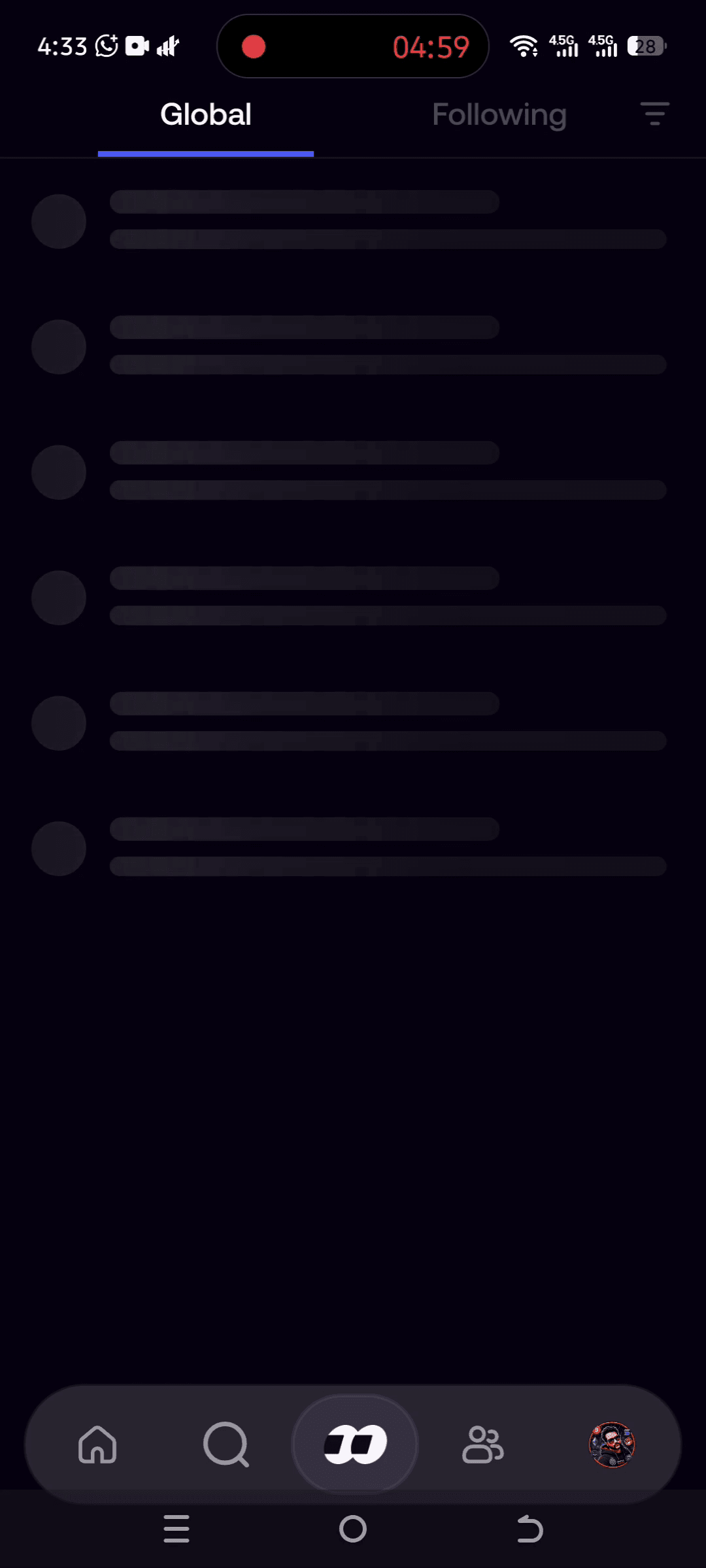 FOMO.family social feed showing trader posts and clan leaderboard
