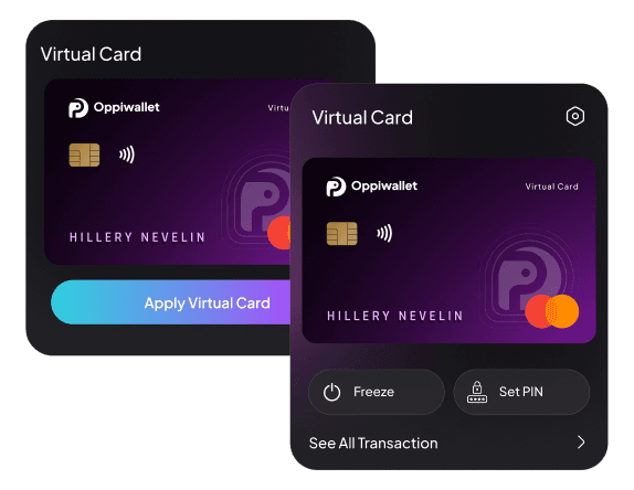 OppiWallet virtual card selection screen