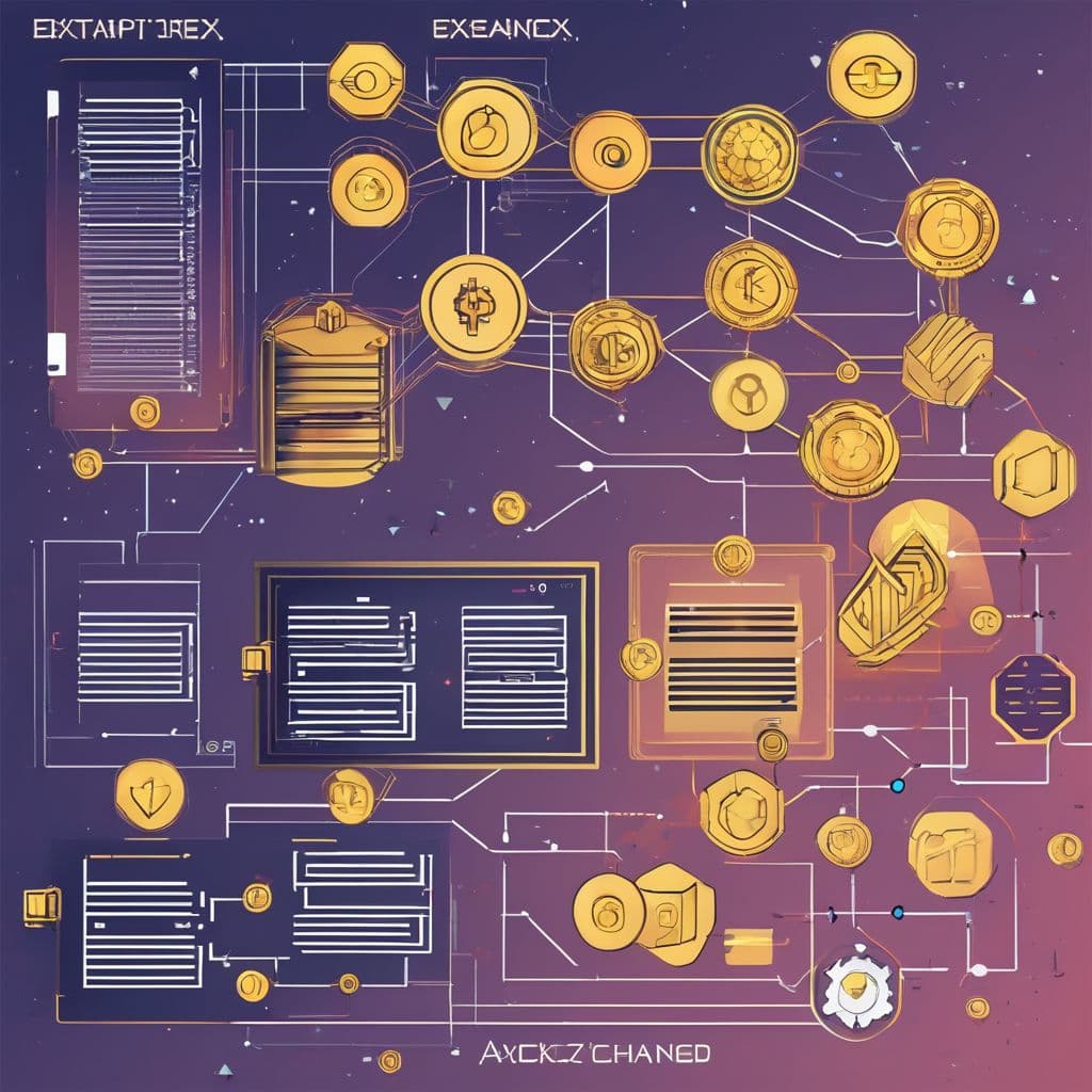 Concept art of decentralized exchanges trading tokens on the Solana network