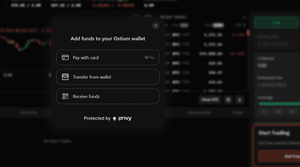 Ostium account funding options with deposit methods