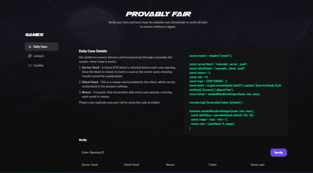 SolPot provably fair verification system explained